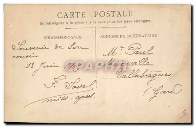 Herinnering aan de eerste communie — Vallabregues, 13 juni 1909 — ABN, nr. 639 — Achterkant