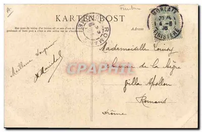 Joven mujer de la Isla de Sein — Estudio de los tocados de Bretaña — Colección Villain, Quimper, n°1244 — Reverso