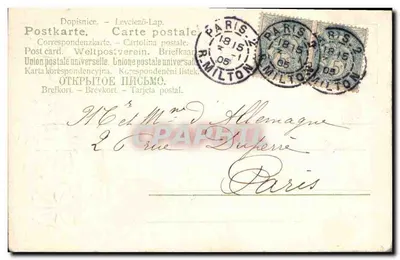 Karta pocztowa dekoracyjna z kwiatami — Louis i Asette do ich przyjaciół — datowana 31 grudnia 1924 — Rewers