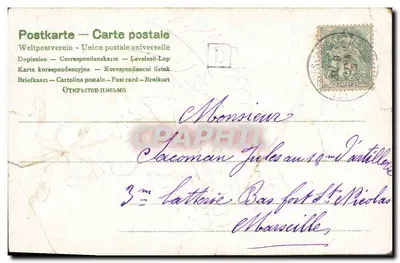 Ombrelle zdobiona niebieskimi pensami — Pensy łączą nas — Przyjaźnie M.G. — Rewers