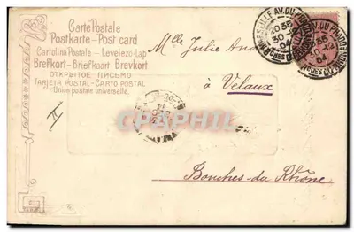 Niebieska kwiat — karta życzeń — CartePostale — Rewers
