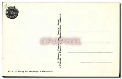 Cena de colheita em Hautvillers — A. Bregor Frères, Imp. Cachan (Seine) — N° 3 — Verso