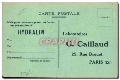 Hydralalin — Antiseptico ginecologico — Laboratoires G. Caillaud, Parigi — Verso