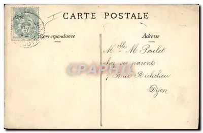 Arranjo de flores vermelhas e borboleta — Carta postal de festa — Marie Bazazard — Verso