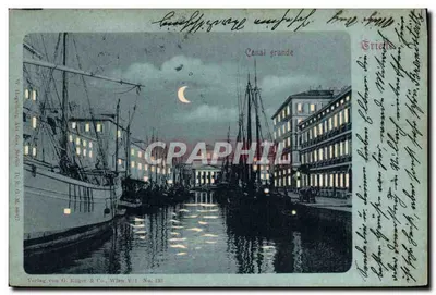 Canal grande — vue nocturne avec croissant de lune — Verlag von G. Rüger & Co., Wien V/I, No. 133