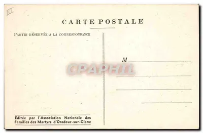 오라도르-수르-글레네 — 1944년 비극 이후 유적지의 전경 — 사진 L. 라바우 — 뒷면