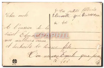 Fiori di trifoglio ricamati — Buon compleanno — A.L. (editore) — Verso
