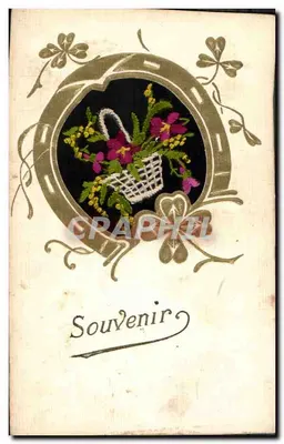 Souvenir — mazzo di fiori in un cesto — editore non identificato — Verso
