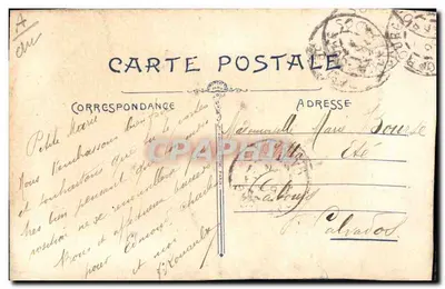Flor de lavanda bordada — carta postal antiga — editor não visível — Verso