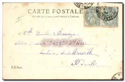 Wesołych Świąt 1905 — dekor kwiatowy — G.B. Paryż — Rewers