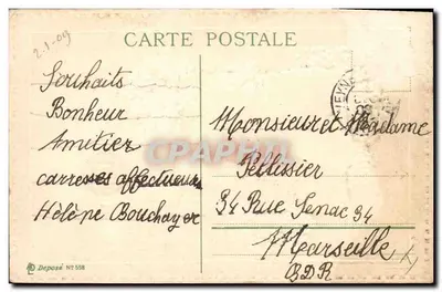 Święta i szczęśliwa Rok — fiołki i pieczęć — wydawca nie widoczny — Rewers