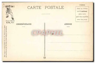 Militaire scènes — Corvée van kazerne — E.R., Parijs, Geregistreerd model N° 15331 — Achterkant