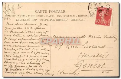 Donna in abito e cappello fiorito che regge un mazzo di lilà — datata 30 agosto 1919 — Louis — Verso