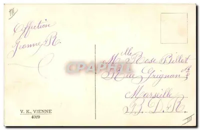 Mulher e criança com buquê — Páscoa — editor V. K., Viena, n° 4029 — Verso