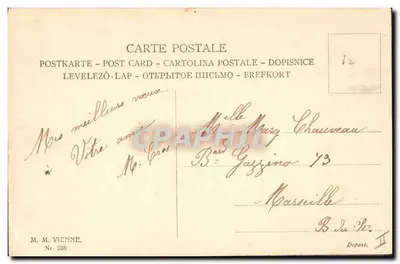 Jeune fille tenant un panier de gui — Heureuse Année! — M. M. Vienne, Nr. 338 — Verso