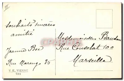 Jovem mulher com chapéu de flores — Boa Ano — editor V.K., Viena, n°7011 — Verso