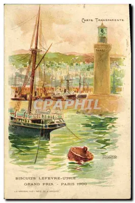 Algérie — Port d'Alger avec phare — Carte transparente J.E. Goossens, n° 26, éditée par J.C. Gerando
