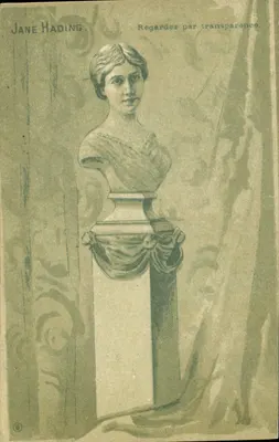 Jane Hadining — Buste féminin sur piédestal orné — éditeur Jane Hadining, n° 6