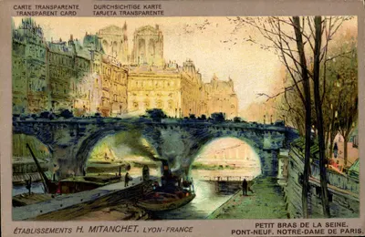 Petit bras de la Seine, Pont-Neuf, Notre-Dame de Paris — Établissements H. Mitanchet, Lyon-France