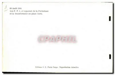Libertação de Paris — 19 de Agosto de 1944 — Éditions S. R. Photo Serge — Verso
