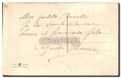 Mazzo di fiori — Buon compleanno — Parigi, fabbricazione francese — Verso