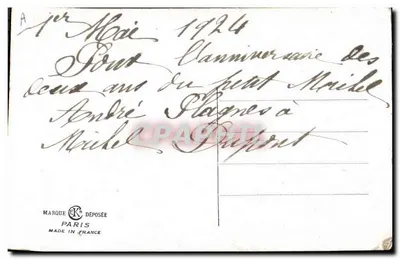 Lembrança de flor — cartão postal bordado — MARQUE DEPOSÉE PARIS — Verso