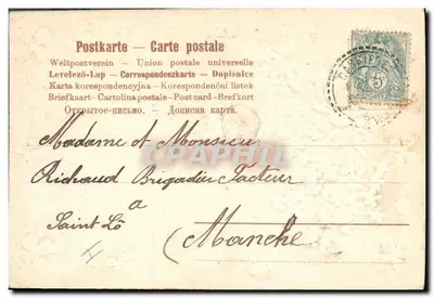 Carta postal floral — Melhores desejos — editor não visível — Verso