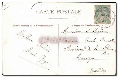 Bouquet de violetas y lirios — L'Amitié se las ofrece — editor no visible — Reverso