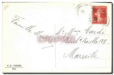 Alpine Winterlandschaft — 'Frohe Weihnachten' — V. K, Vienne 5331 — Rückseite