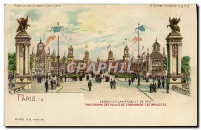 Paris — Exposition Universelle de 1900 — Panorama des Palais de l'Esplanade des Invalides — Météor, Bréveté s.g.d.g. N° 875, G.B. Importé.