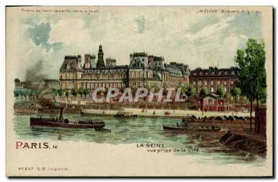 Paris, la Seine, vue prise de la Cité — MÉTÉOR Bréveté s.g.d.q. — G.B. impr. N°847