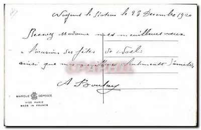 Fiore di rosa e boccioli di viola — cartolina decorativa — Marchio depositato Visé Paris — Verso