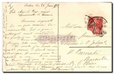 Fiori ricamati — Amicizia sincera — cartolina postale antica — Verso