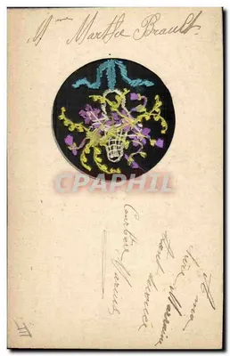 Mazzo di fiori ricamato — Buon compleanno — Signora Martha Braundt — Verso
