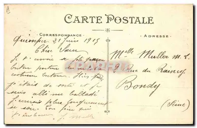 Mały chłopiec z QUIMPER — stroj bretoński — Artaud et Nozais, Nantes, n°271 — Rewers