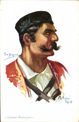 Infanteria montenegryjska — żołnierz w mundurze — Cettigne 1914