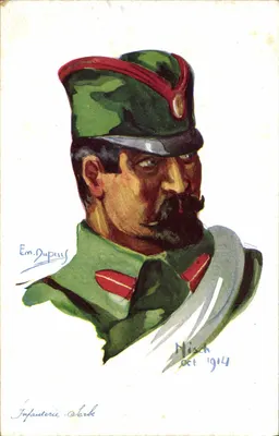 Infanteria Serbska — rysunek Em. Dupuy — Paris Color, nr 158