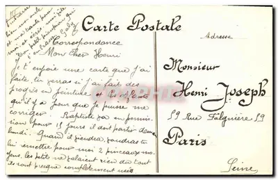 Lembrança de Toul — desenho de flores e pássaros — assinado Baby — Verso