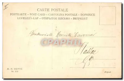 Mulher e criança com peixes — 1º de Abril — M. M. Vienne, n° 319 — Verso