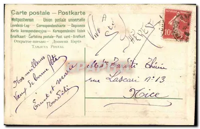 Flores de pensamiento — Recuerdo de amistad — Tarjeta postal — Reverso