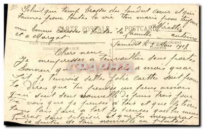 Cavigliera e fiori — cartolina decorata — editore sconosciuto — Verso