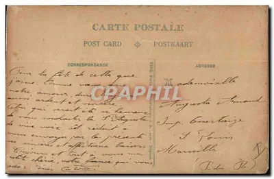 Flores bordadas — Carta postal antiga — Imp. Coerteszijz, Maroilles — Verso