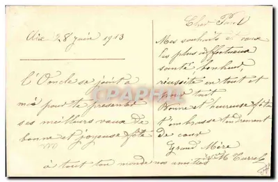 Bouquet di fiori in un cesto — Buon compleanno — Cartolina postale del 1913 — Verso