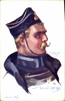 Belgischer Offizier — Karikatur eines belgischen Offiziers — gezeichnet von Em. Dupuiri, Aerschot, Sept. 1911