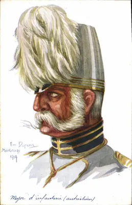 Infanteriemajor (österreichisch) — militärisches Portrait — Em Dupuis, Man bourge, 1914