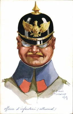Infanterieoffizier (deutsch) — Karikatur — Em. Pubuis, Moulbeuge 1914