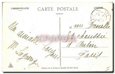 Padirac (Lot) — Wodospad zawieszony i Duży Dom — Wydawnictwo Librairie Bandel, St-Céré (Lot) — Rewers