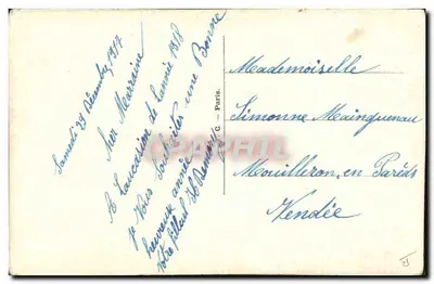 Carta postal decorativa — motivo bordado de flores e folhagens — editor G. Paris — Verso