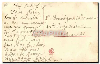 Flores bordadas — Embrulhos de violetas e lavanda — Carta postal antiga — Verso