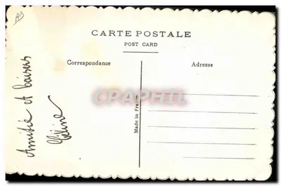 Amistad — tarjeta postal bordada — Made in France — Reverso